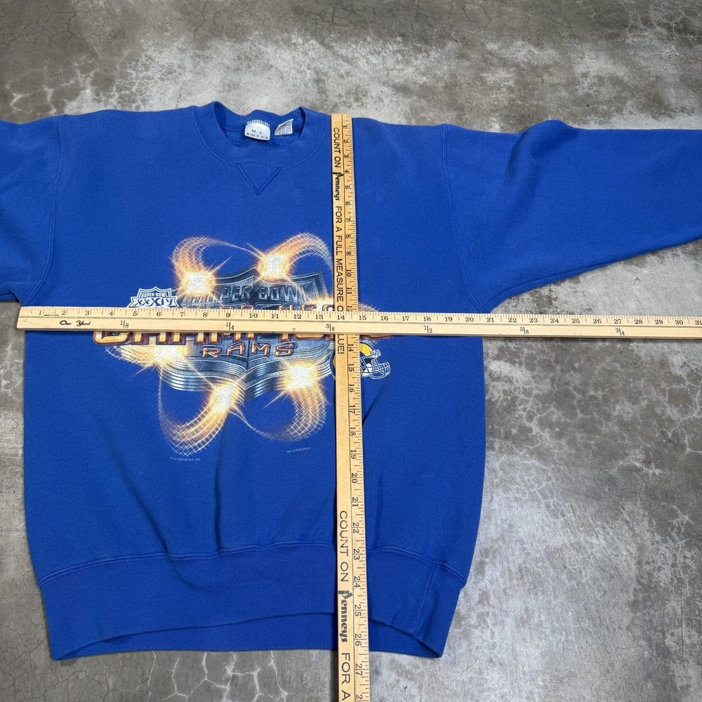 Vintage St Louis Rams Sweatshirt Mens Medium Blue NFL Football Super Bowl Champs - Picture 5 of 5